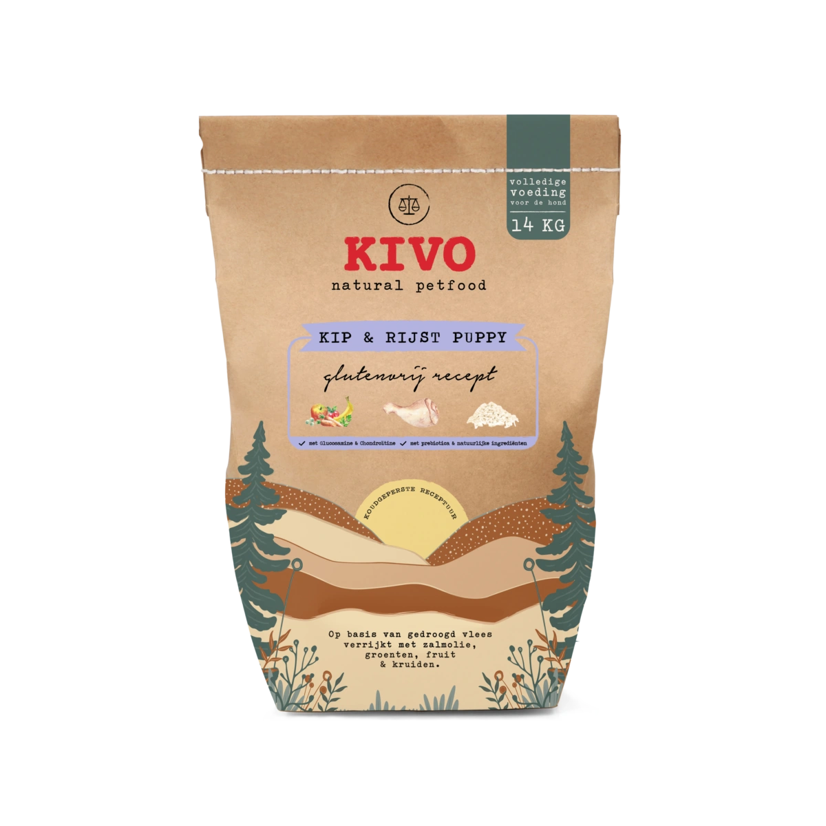 Kivo Kip & Rijst Puppy Glutenvrij 14 KG